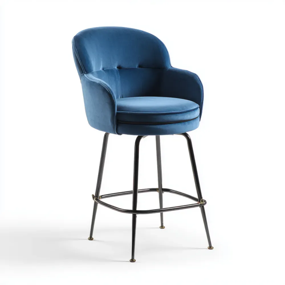 バースツール ベルベット クッション付き 50x50x110 cm – ブルー