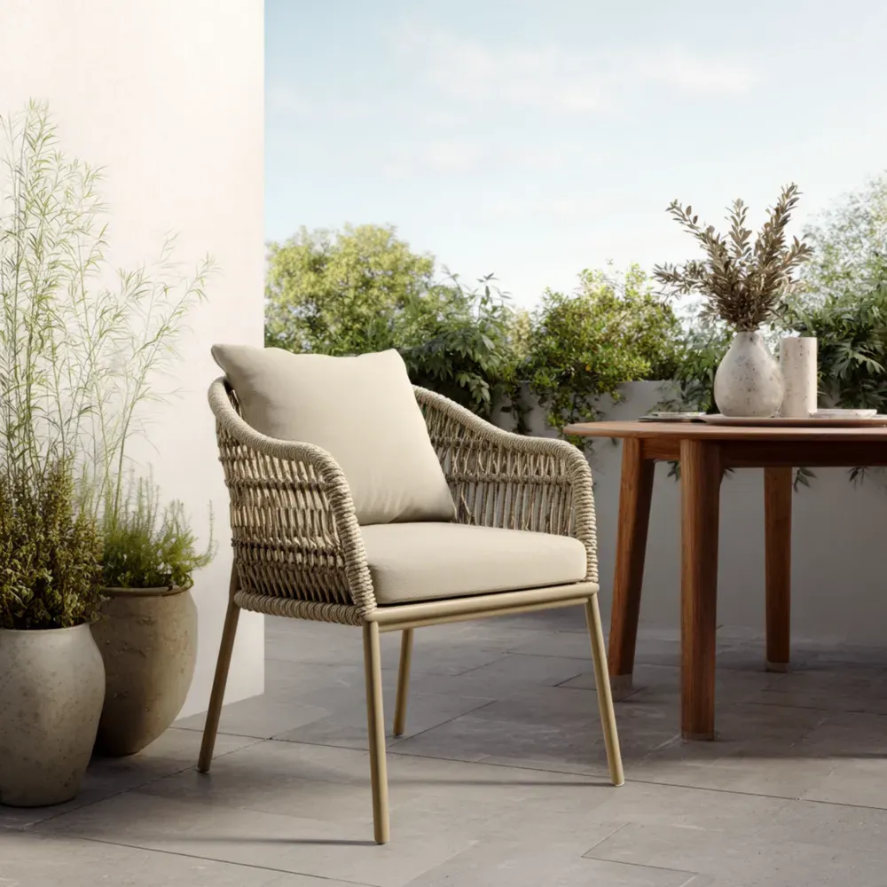 ガーデンダイニングチェア 合成ラタン 68x63x84 cm – ベージュ – 屋外用