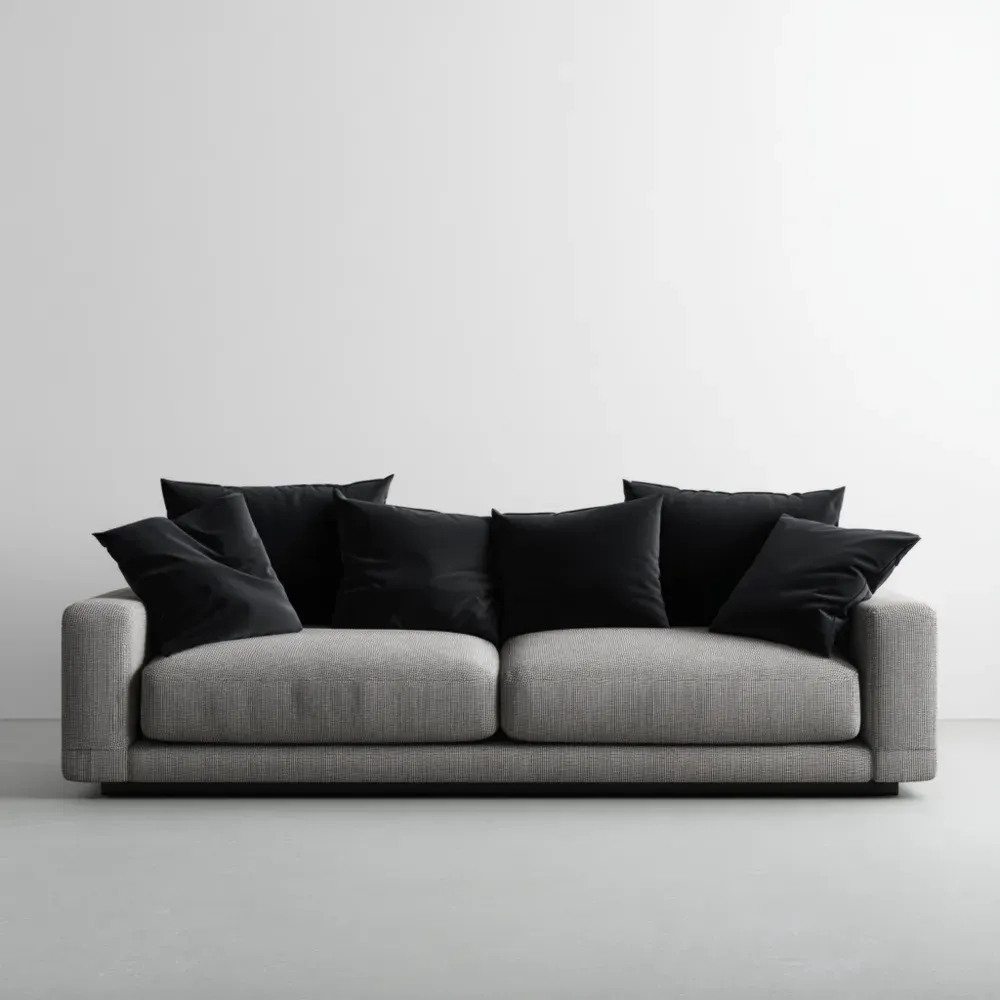 3人掛けソファ 布製 200x90x75 cm – グレー/ブラック – モダンデザイン