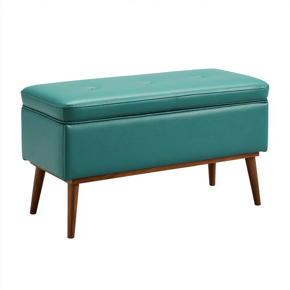 ベッドエンドベンチ 合成皮革 90x40x45 cm – ターコイズブルー – 北欧スタイル