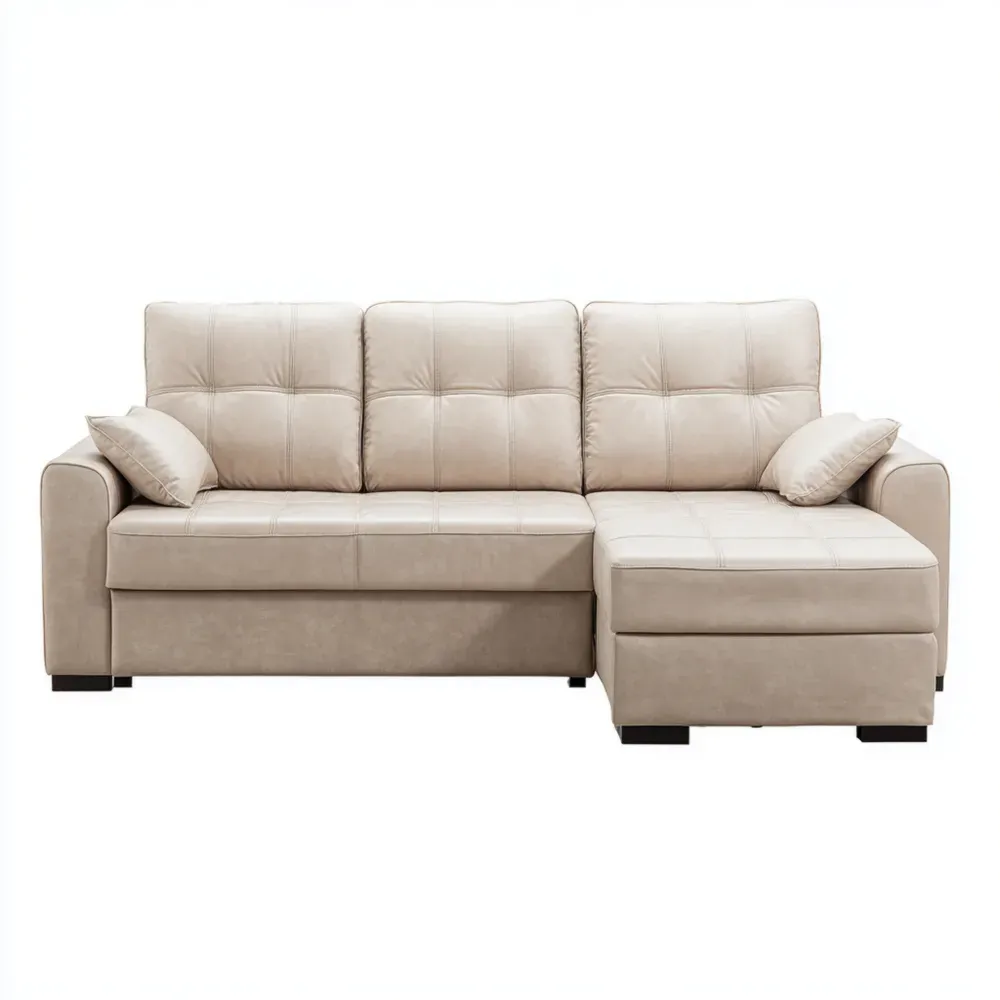 コーナーソファセット ファブリック製 230x150x85 cm – ベージュ – モダンスタイル