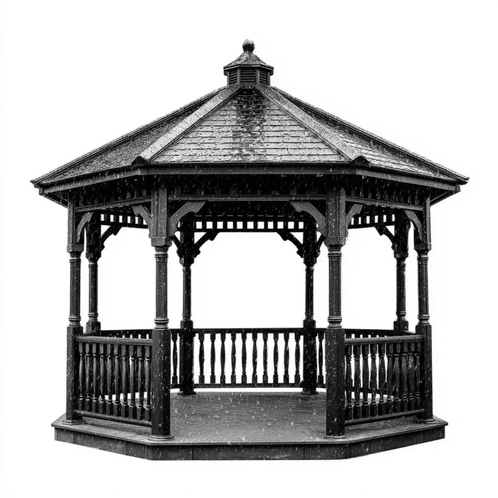 ガゼボ 木製 八角形 350x350x320 cm – ダークブラウン色 – 伝統的デザイン