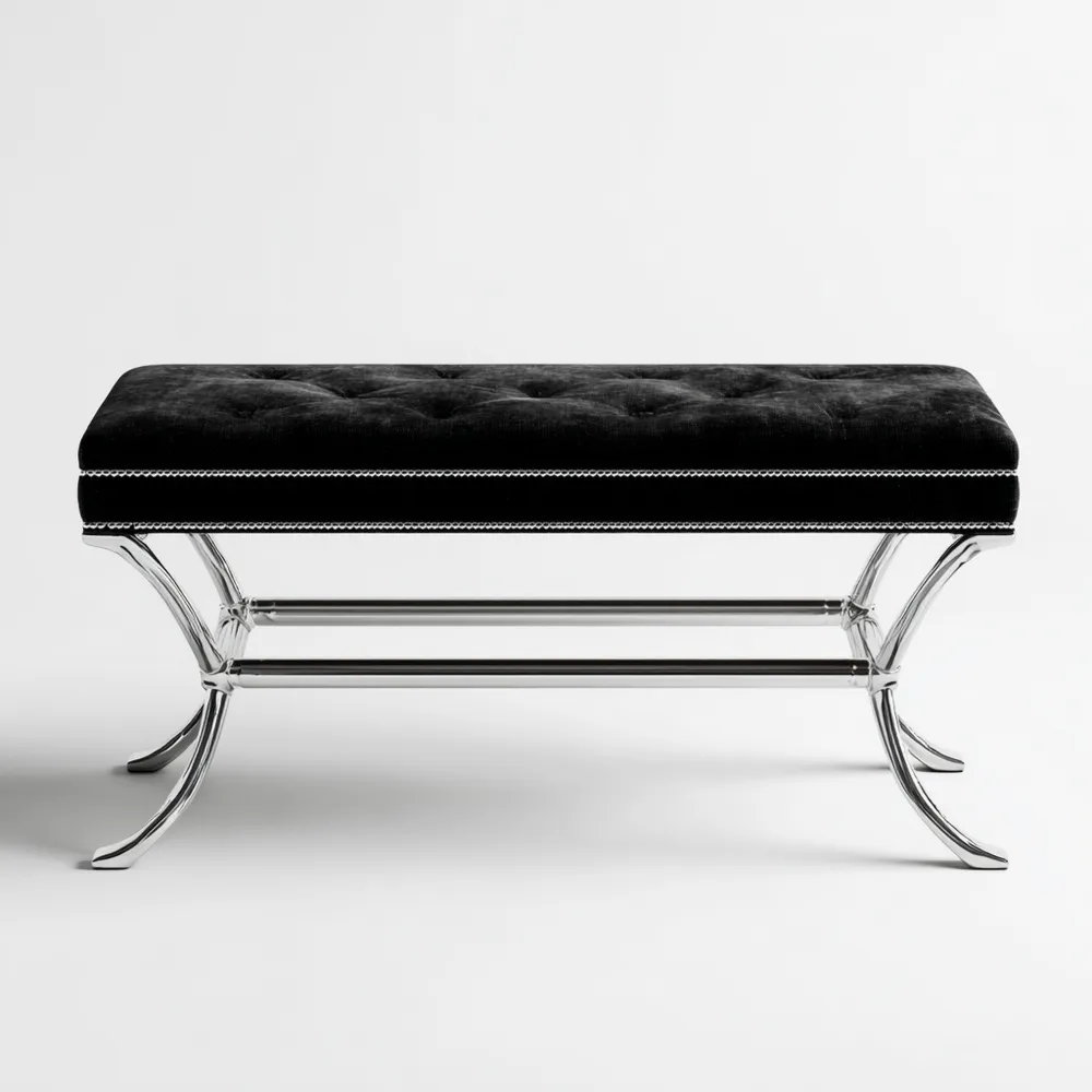 ベッドエンドベンチ ベルベット張り 120x45x50 cm - ブラック - モダンデザイン