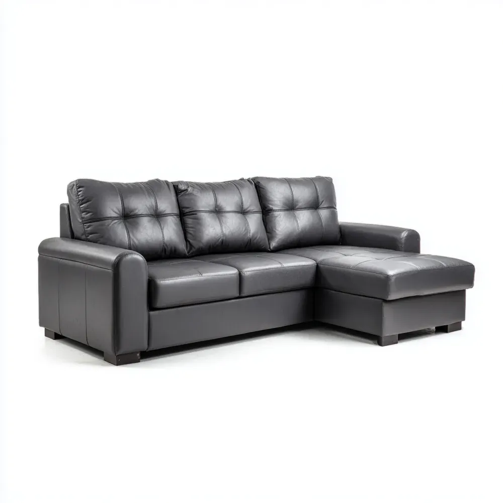 コーナーソファ 合皮 230x150x85 cm – ブラック – 現代デザイン