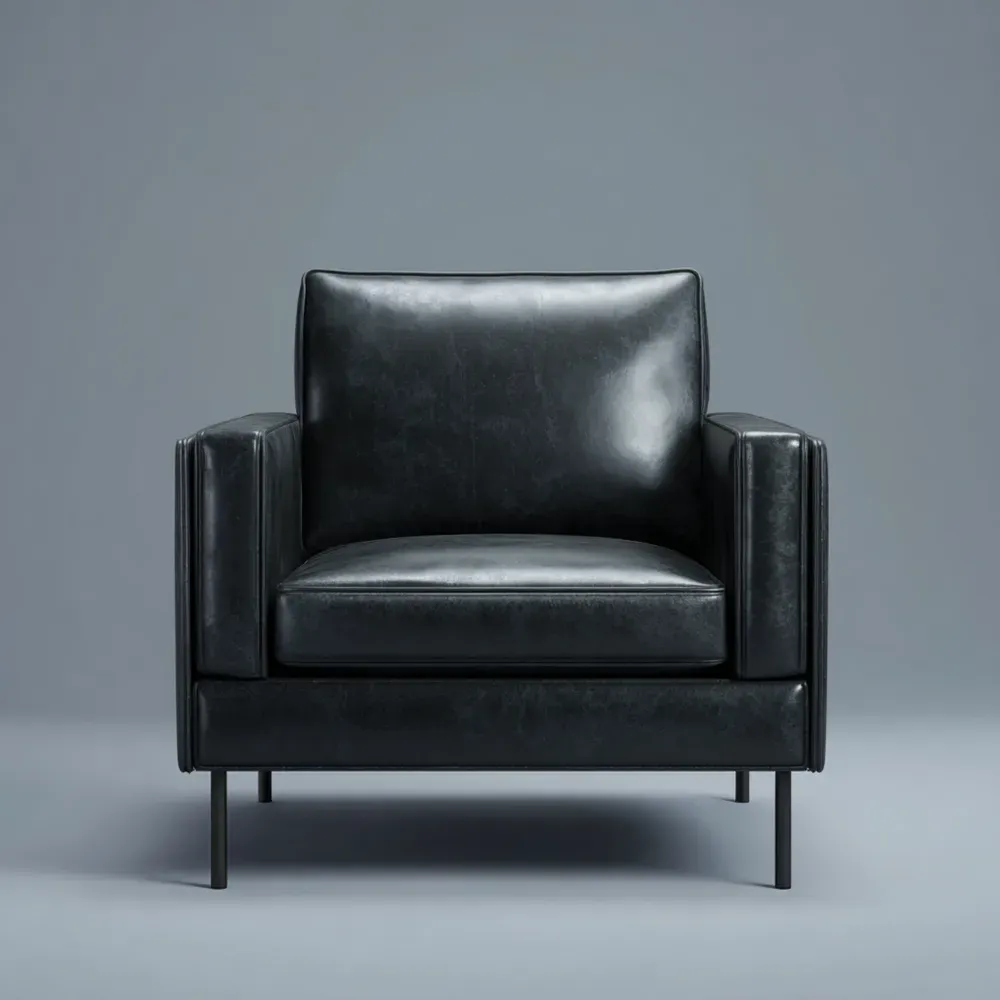 アームチェア 合成革 85x80x70 cm – ブラック – モダンデザイン