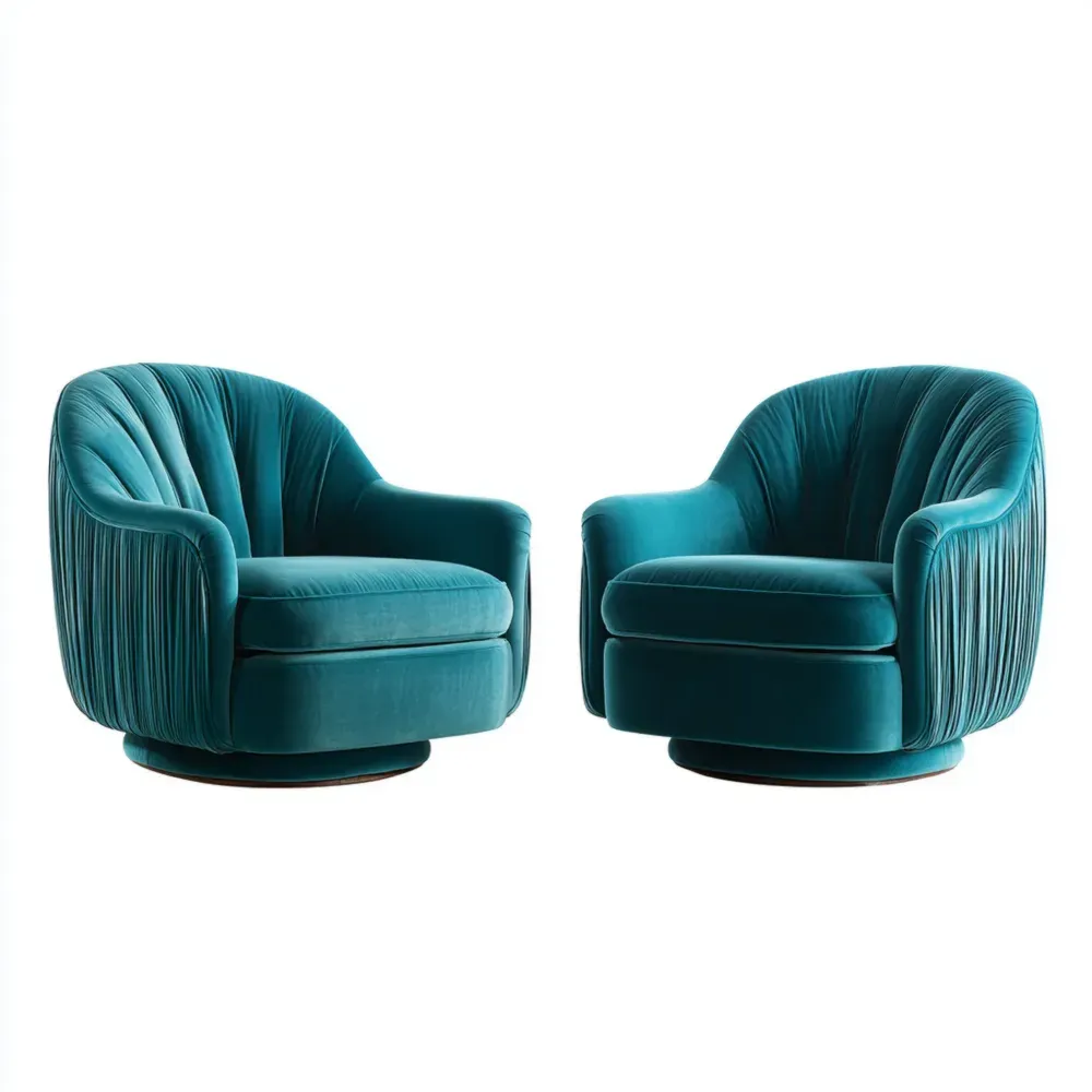 アームチェア ベルベット仕上げ 75x85x78 cm – ターコイズブルー – 現代デザイン