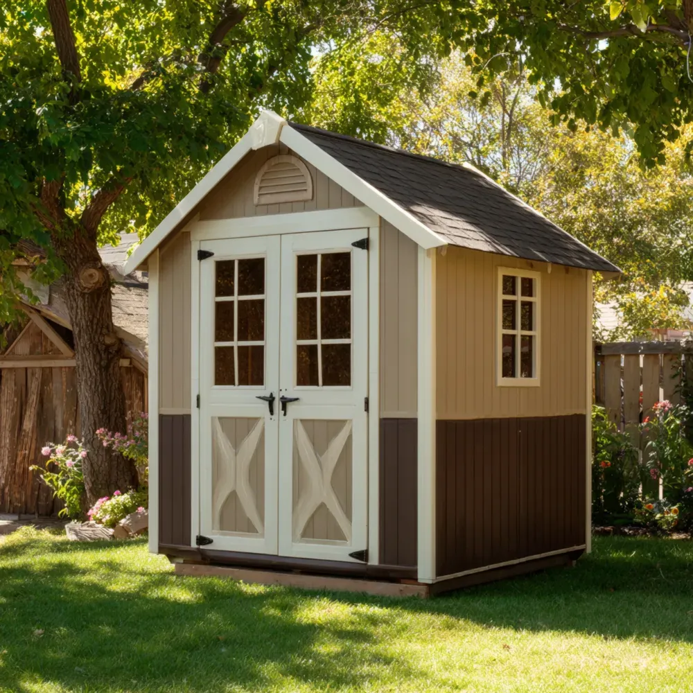 木製収納小屋 2.5x2x2.4 m - ブラウン/クリーム - 伝統的なデザイン