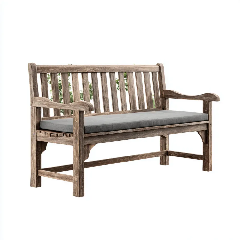 ガーデンベンチ ウッド 120x60x85 cm - グレー - クラシックデザイン