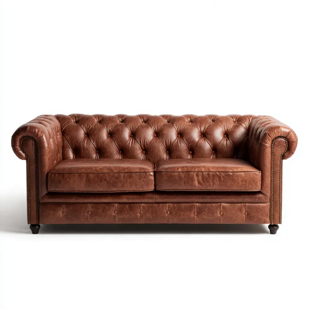ソファ 本革 230x90x75 cm – ブラウン – クラシックデザイン