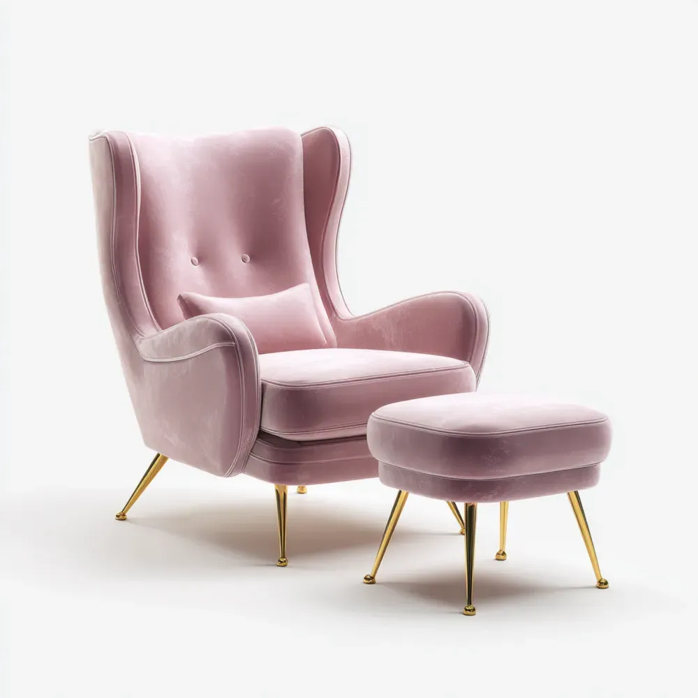ラウンジチェア ベルベット生地 70x85x100 cm - ピンク - エレガントデザイン
