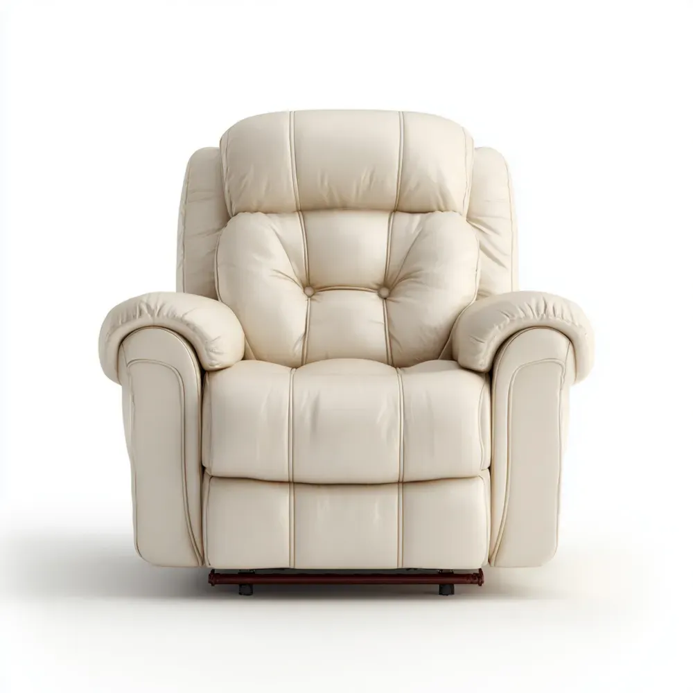 リクライニングチェア 90x90x100 cm - アイボリー - 本革デザイン