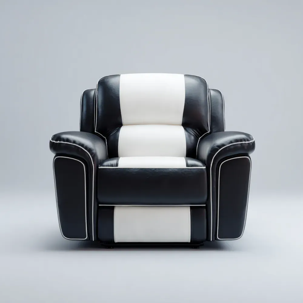 リクライニングチェア 合成革 85x90x100 cm – ブラック/ホワイト