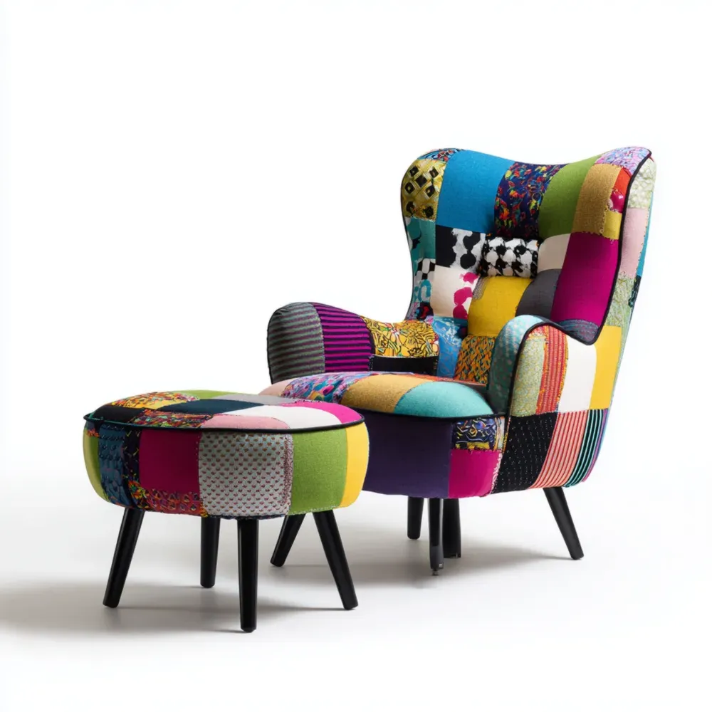 ラウンジチェア パッチワーク布 75x85x100 cm – マルチカラー – ヴィンテージスタイル