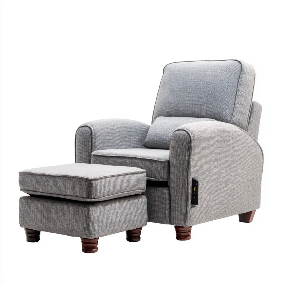 ラウンジチェア 布製 75x80x100 cm – グレー – リクライニング機能付き