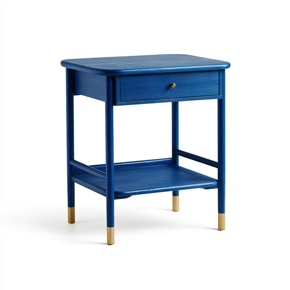 ナイトテーブル 木製 40x30x55 cm – ブルー – モダンデザイン