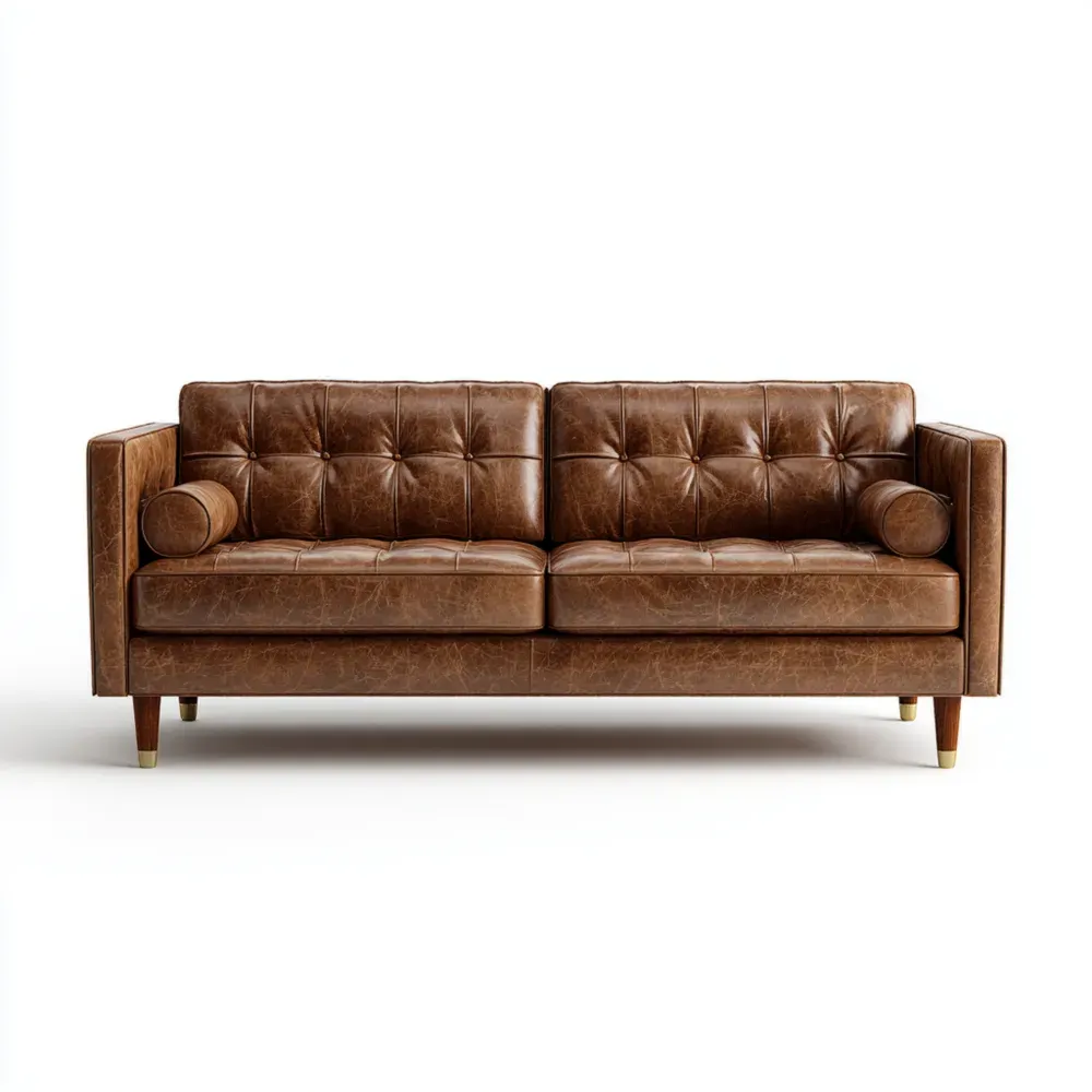 レザーソファ 210x85x75 cm – ブラウン – クラシックデザイン