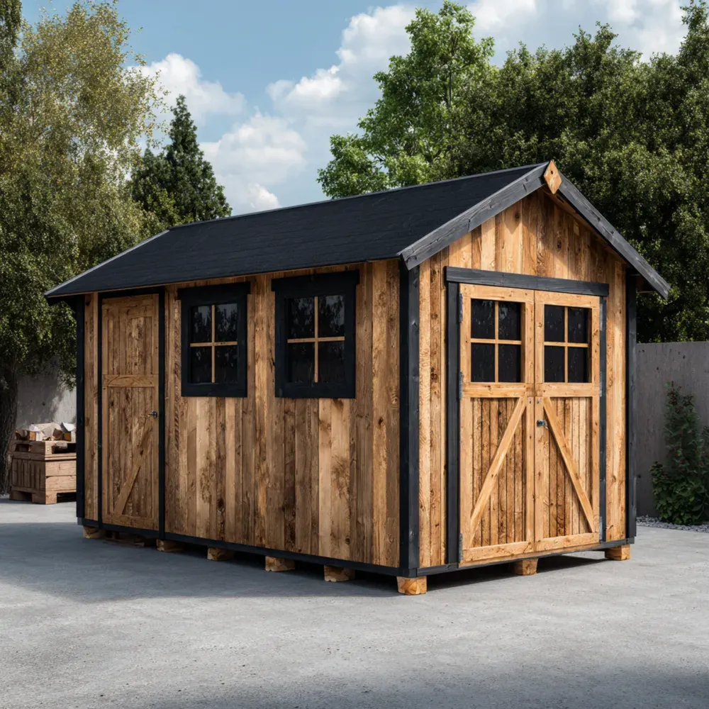 木製物置小屋 天然木材 350x200x230 cm - 伝統的なデザイン