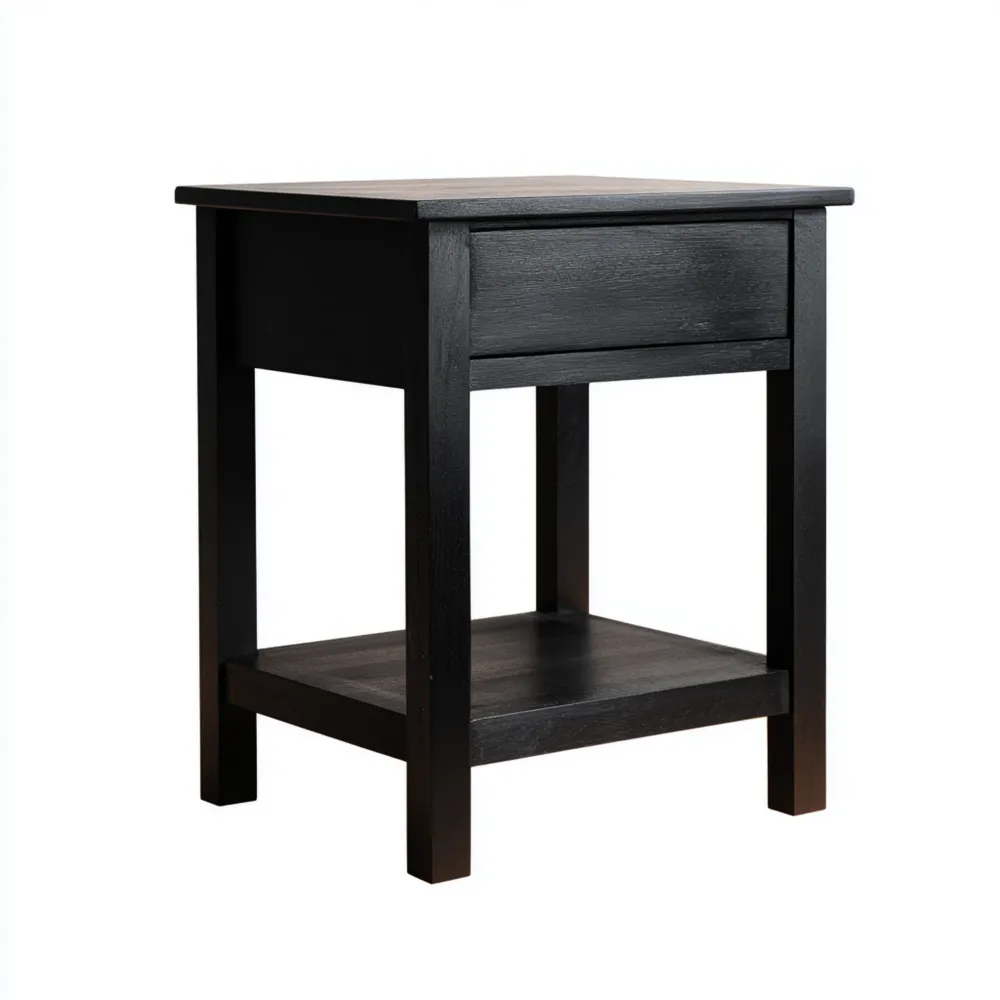 ナイトテーブル 木製 45x35x60 cm – ブラック – シンプルモダン