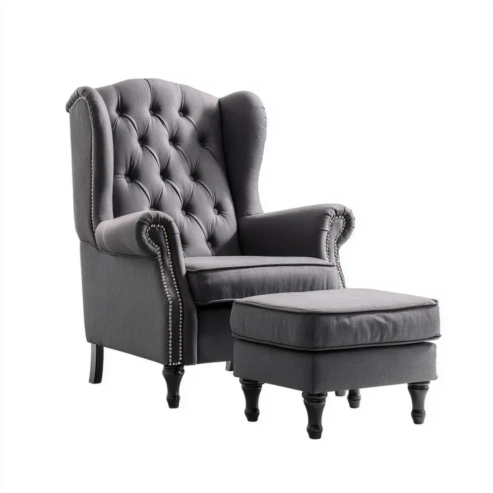 ラウンジチェア セット 布製 85x80x100 cm - ダークグレー