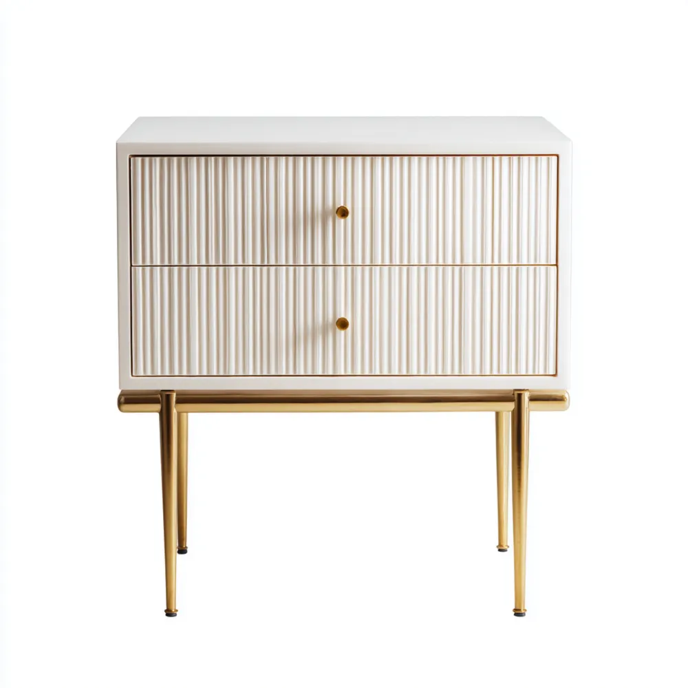 ナイトテーブル 60x40x50 cm – 木製 – ホワイト/ゴールド