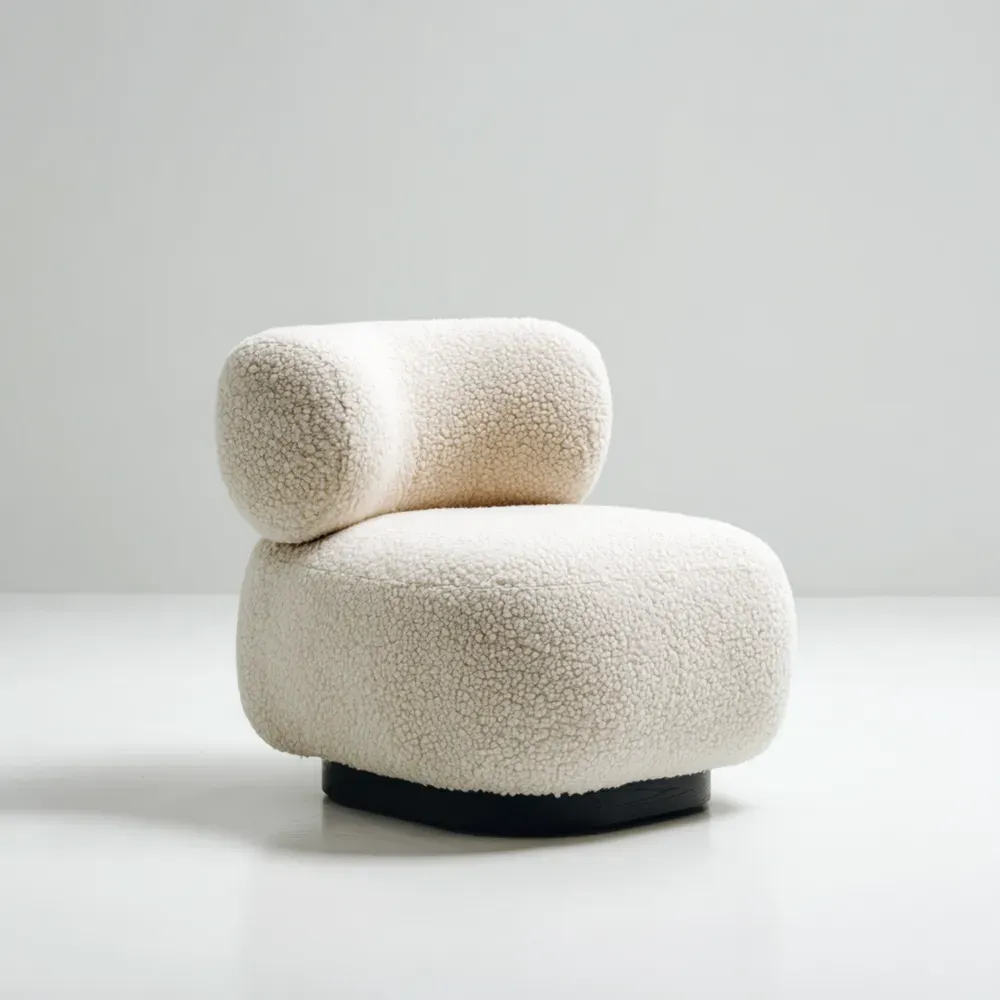ラウンジチェア シープスキン 85x80x75 cm – アイボリー – モダンスタイル
