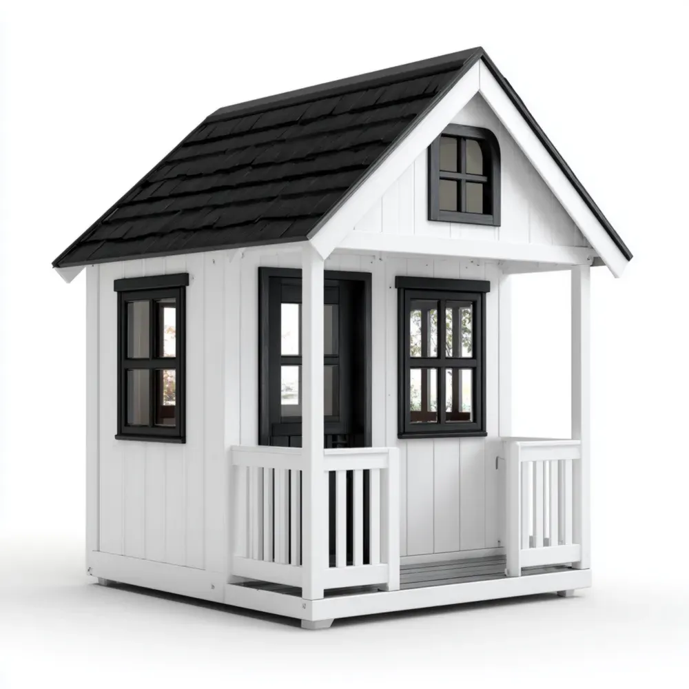 木製物置小屋 180x150x220 cm – ブラック屋根 – クラシックデザイン