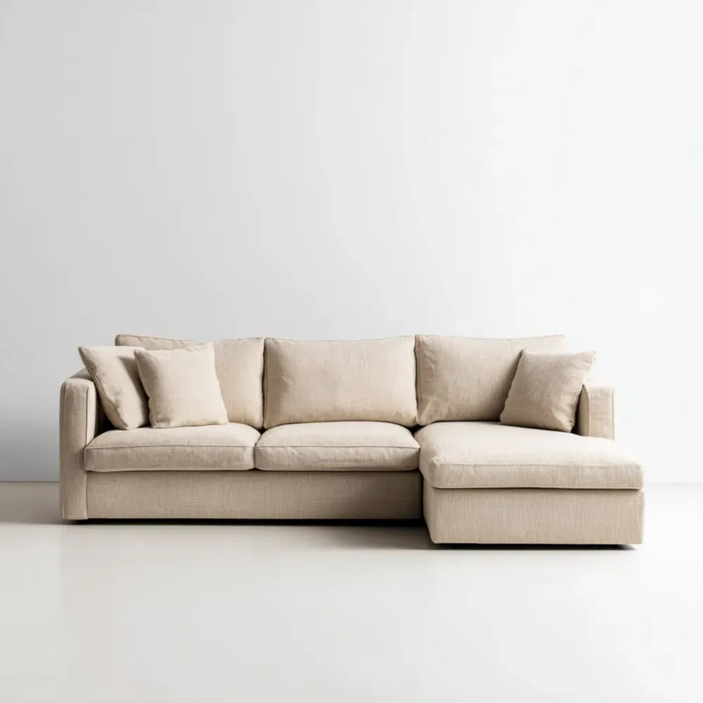 コーナーソファ ファブリック 230x90x85 cm – ベージュ – モダンスタイル