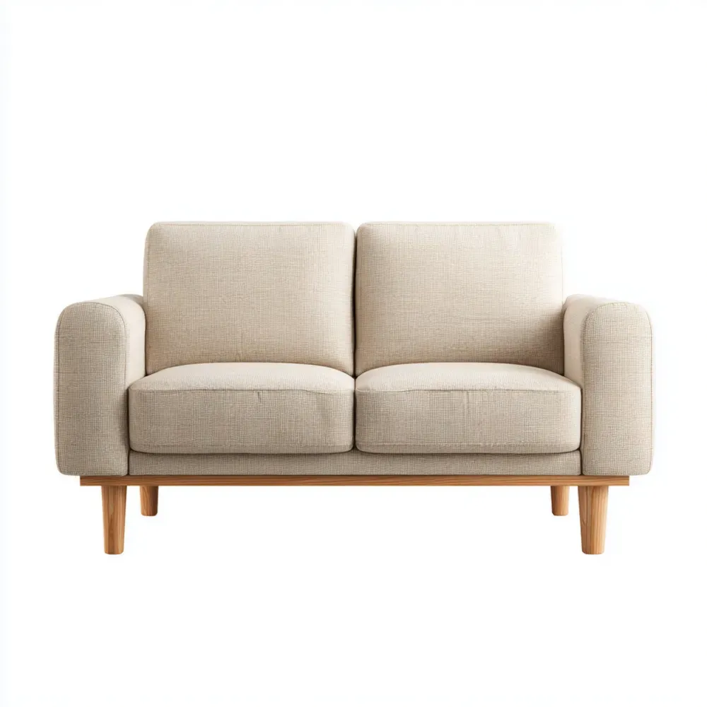2人掛けソファ ファブリック 150x85x80cm ベージュ モダンデザイン