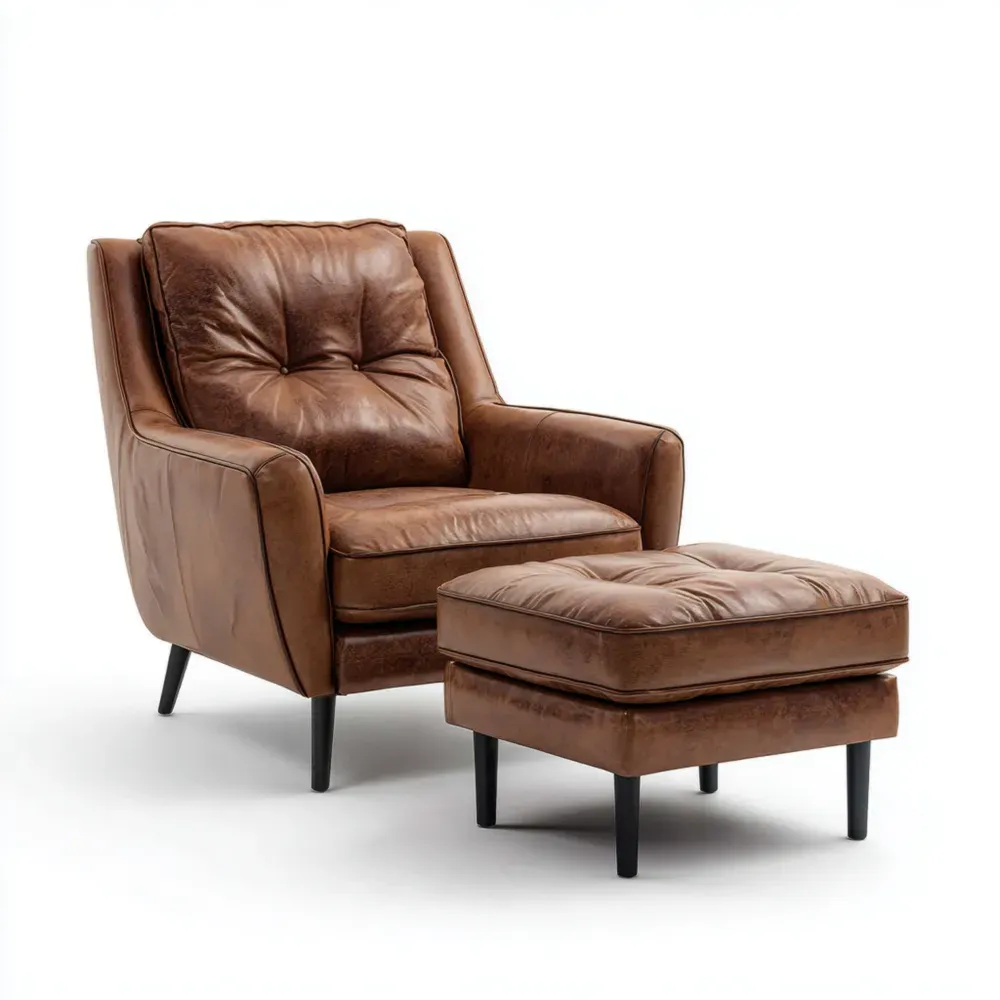 ラウンジチェア レザー 85x90x100 cm – ブラウン – クラシックデザイン