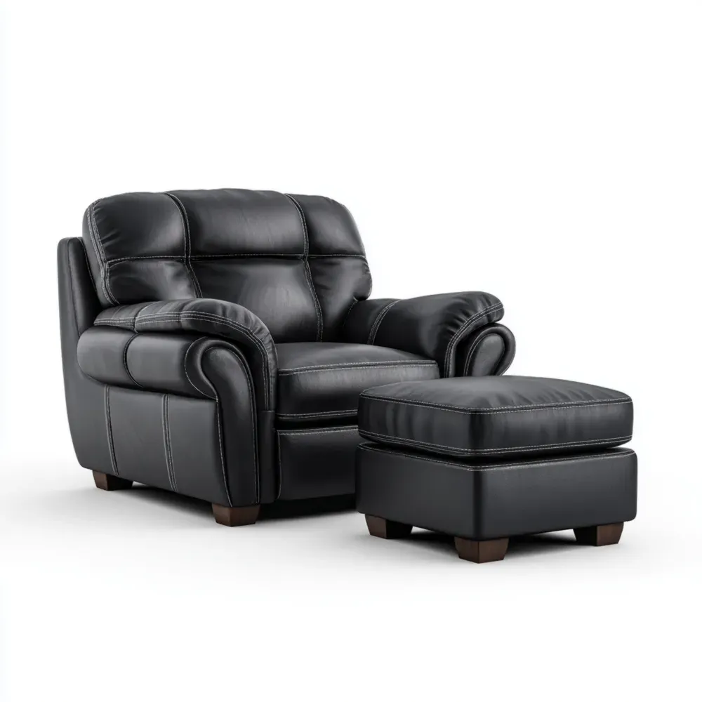 ラウンジチェア レザー 85x90x82 cm – ブラック – クラシックデザイン