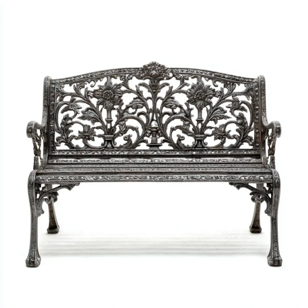 ガーデンベンチ アルミ鋳造 120x55x75 cm – ブラック – ヴィンテージデザイン