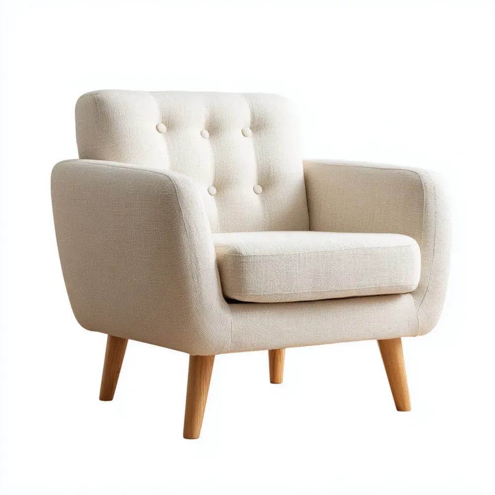アームチェア 布製 幅80cm 奥行78cm 高さ85cm – ナチュラルベージュ – 北欧デザイン