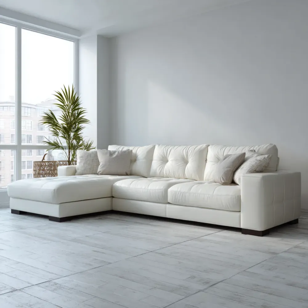 コーナーソファ 合成革 250x150x85 cm – ホワイト – モダンデザイン