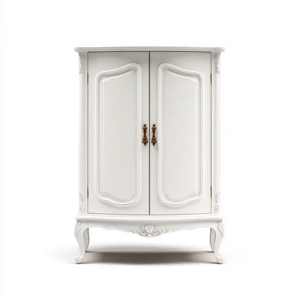 室内収納キャビネット 木製 90x45x120 cm – ホワイト – クラシックデザイン