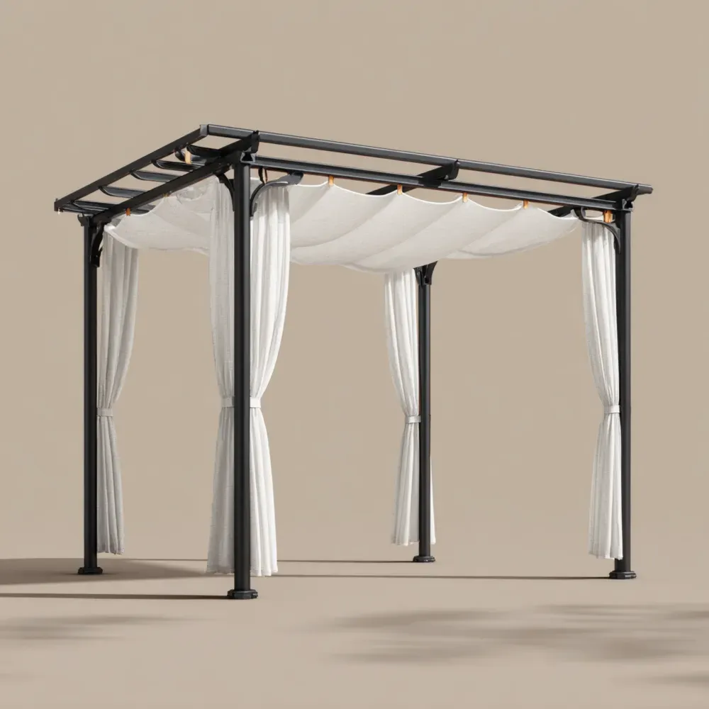 パーゴラ アルミニウム製 300x400x250 cm - ブラック/ホワイト - 屋外用