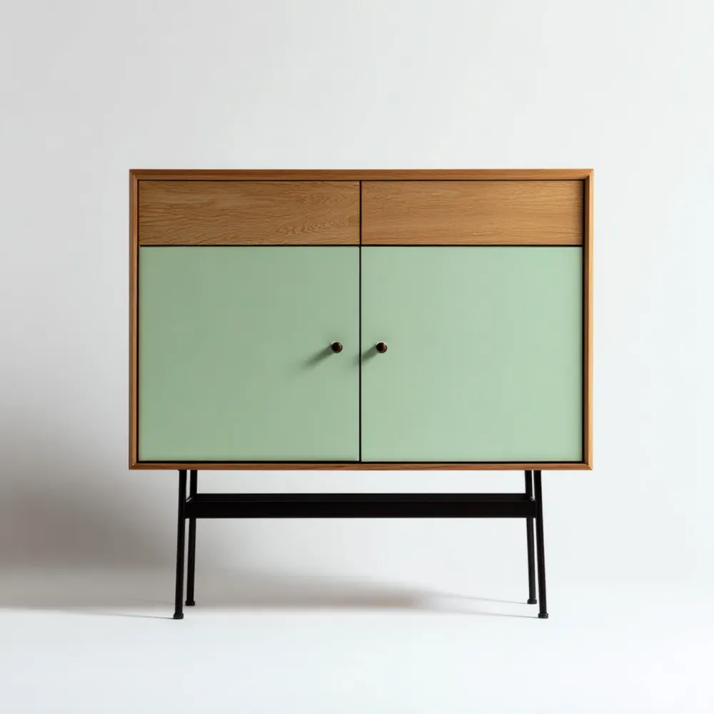 モダンデザイン収納キャビネット 木製フレーム 80x40x90 cm - ミントグリーン