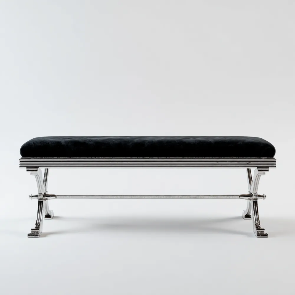 ベッドエンドベンチ ベルベット 110x40x45 cm - ブラック - モダンスタイル