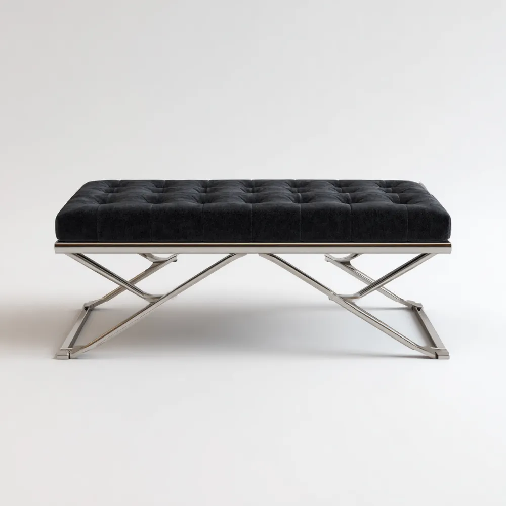 エレガント ベッドエンドベンチ スチール製 120x45x40 cm – ブラック