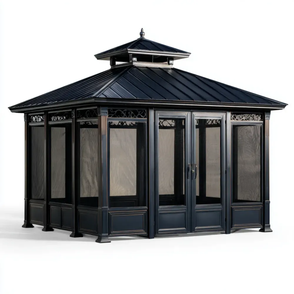 ガゼボ アルミ製 300x400x300 cm - ブラック - 高級デザイン