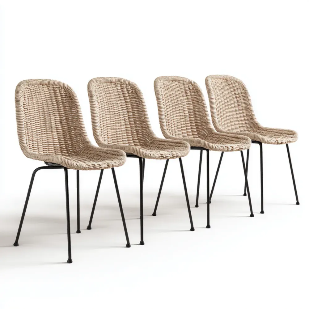 ダイニングチェア 屋外用 ラタン編み 45x50x85 cm - ナチュラル