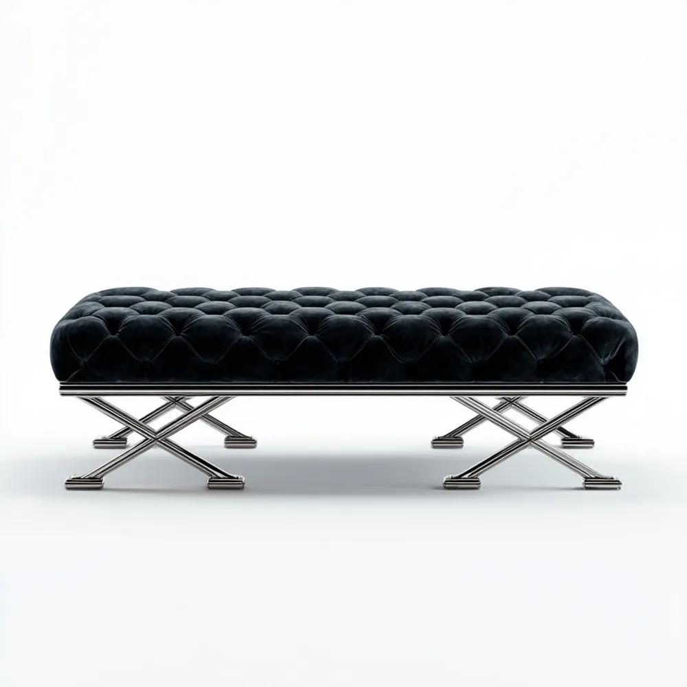 ベッドエンドベンチ ベルベット 120x40x45 cm – ブラック – モダンデザイン