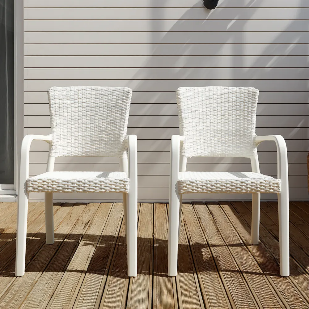 ガーデンチェア ポリプロピレン製 60x58x85cm ホワイト アウトドア用 - 現代デザイン