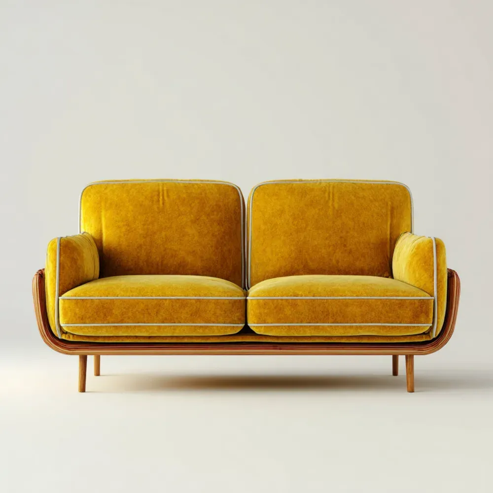 2人掛けソファ 140x80x75 cm – マスタードイエロー – レトロデザイン-Vintagehomeeu