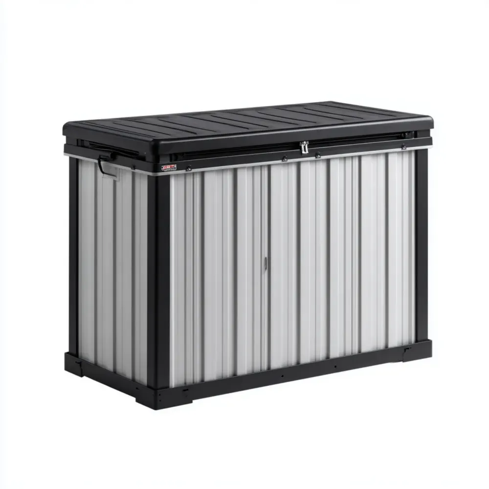 屋外収納ボックス 金属製 120x75x110 cm – ブラック/シルバー – 防水設計-Vintagehomeeu