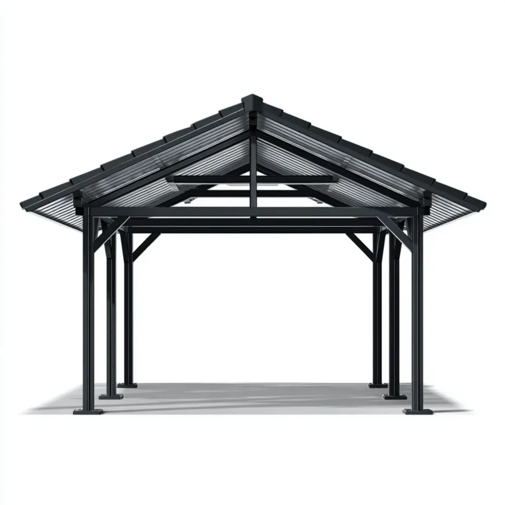 ガゼボ 金属製 360x300x250 cm - ブラック - 防水デザイン-Vintagehomeeu