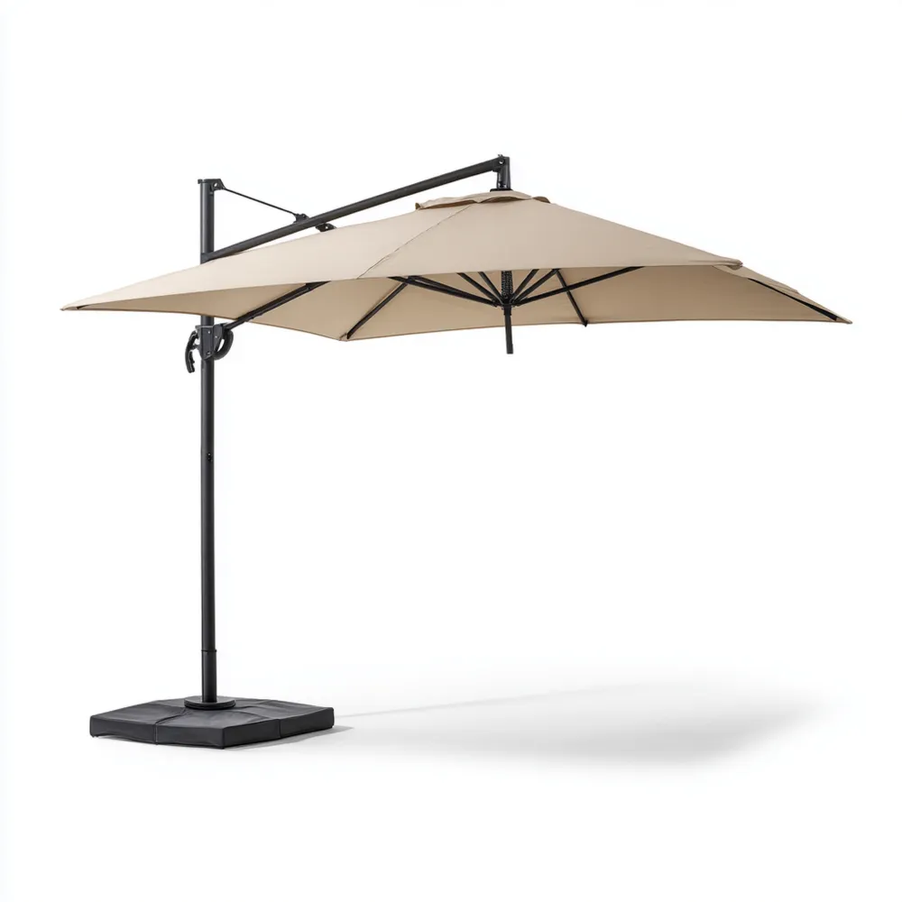 パラソル 大型オフセット アルミニウム 300cm x 250cm - ベージュ - 折りたたみ式-Vintagehomeeu