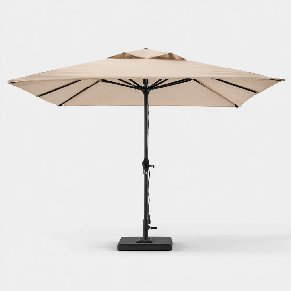 パティオパラソル 防水キャンバス 300cmx300cmx250cm – ベージュ – 調整可能-Vintagehomeeu