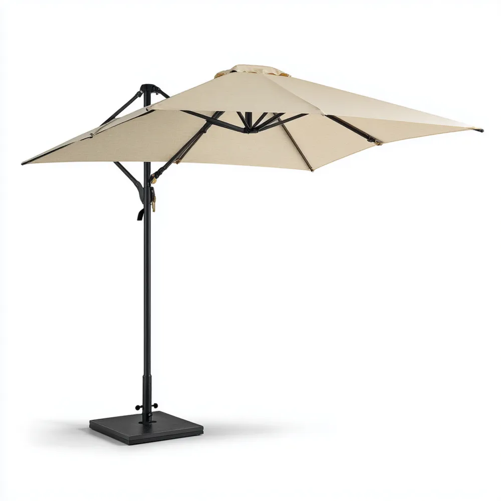ガーデンパラソル 折りたたみ式 キャンバス地 300x300x250 cm - ベージュ - UV保護-Vintagehomeeu