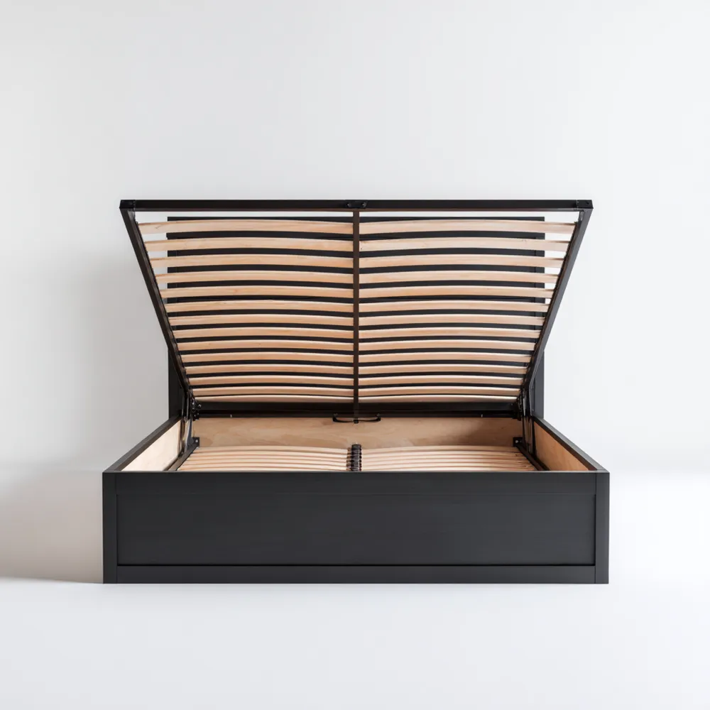 収納ベッドフレーム リフトアップ機能 140x200x30 cm – ブラック – モダンスタイル-Vintagehomeeu