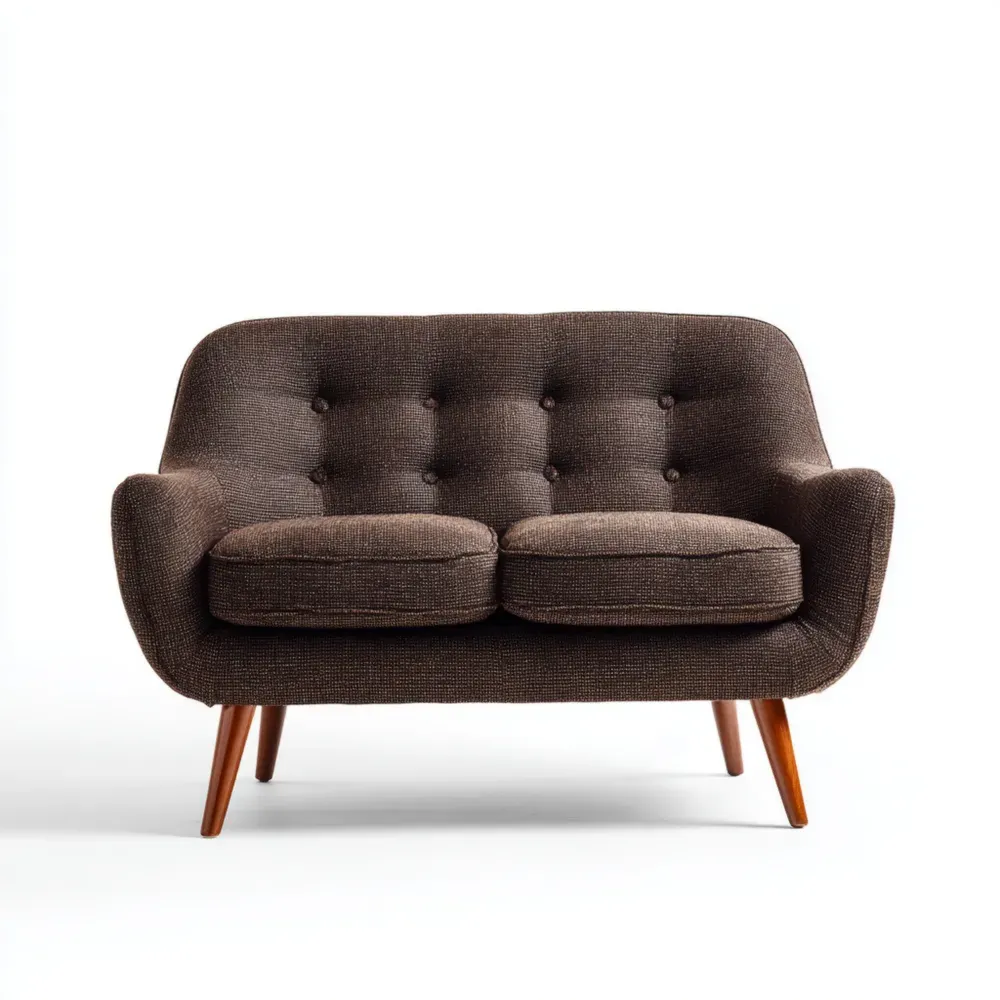 二人掛けソファ 布製 140x75x85 cm - ブラウン-Vintagehomeeu